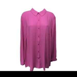 Jones New York Long Sleeve Button Down Shirt 2X Rear Pleated Pink #34